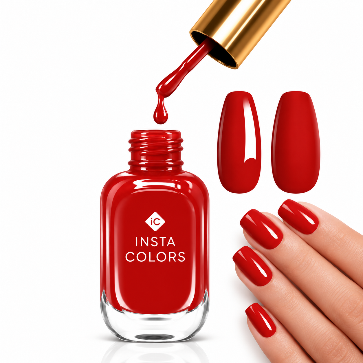 Insta Colors Blood Red Nail Polish – Premium Quality Rich Red Nail Colour with Glossy Finish