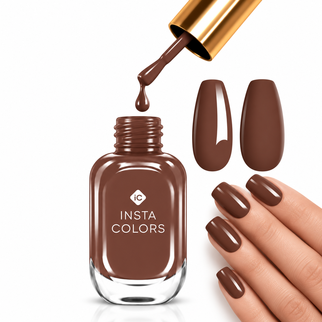 Insta Colors Hot Brown Nail Polish – Premium Brown Nail Colour with Rich Glossy Finish