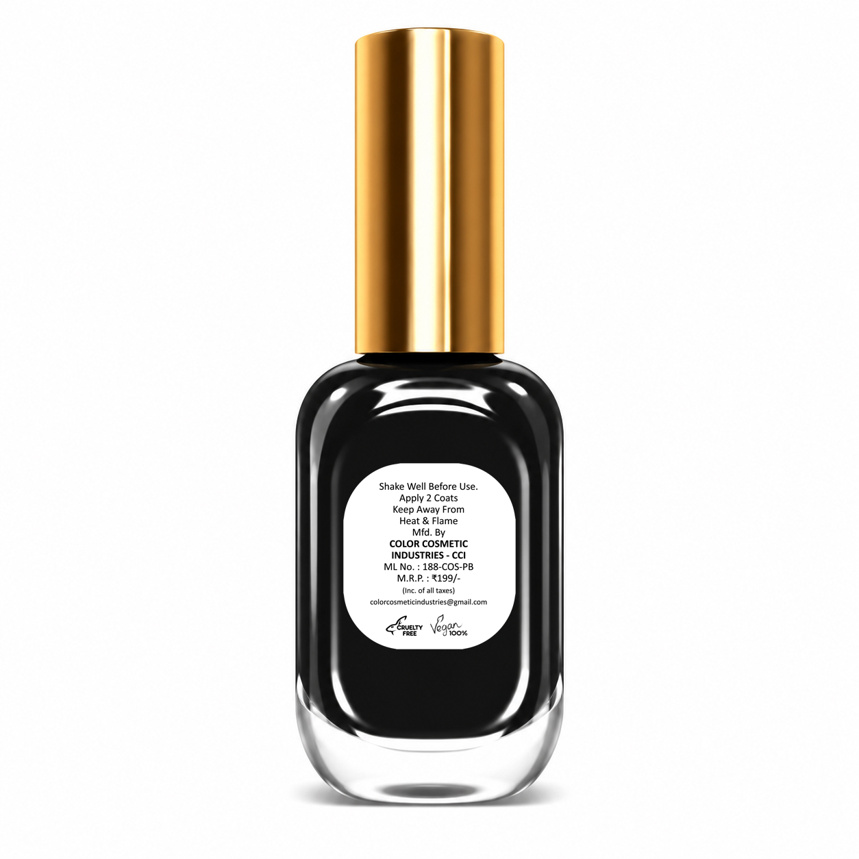 Insta Colors Black Nail Polish – Premium Quality Black Nail Colour with Smooth Glossy Finish