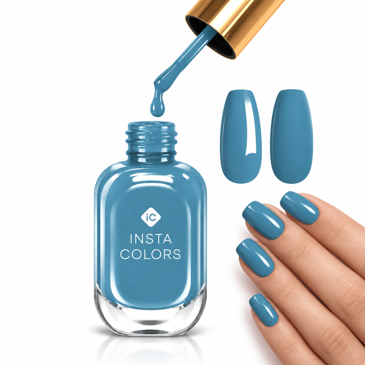 Insta Colors Bluish Island Nail Polish – Premium Quality Blue Nail Colour with Glossy Finish
