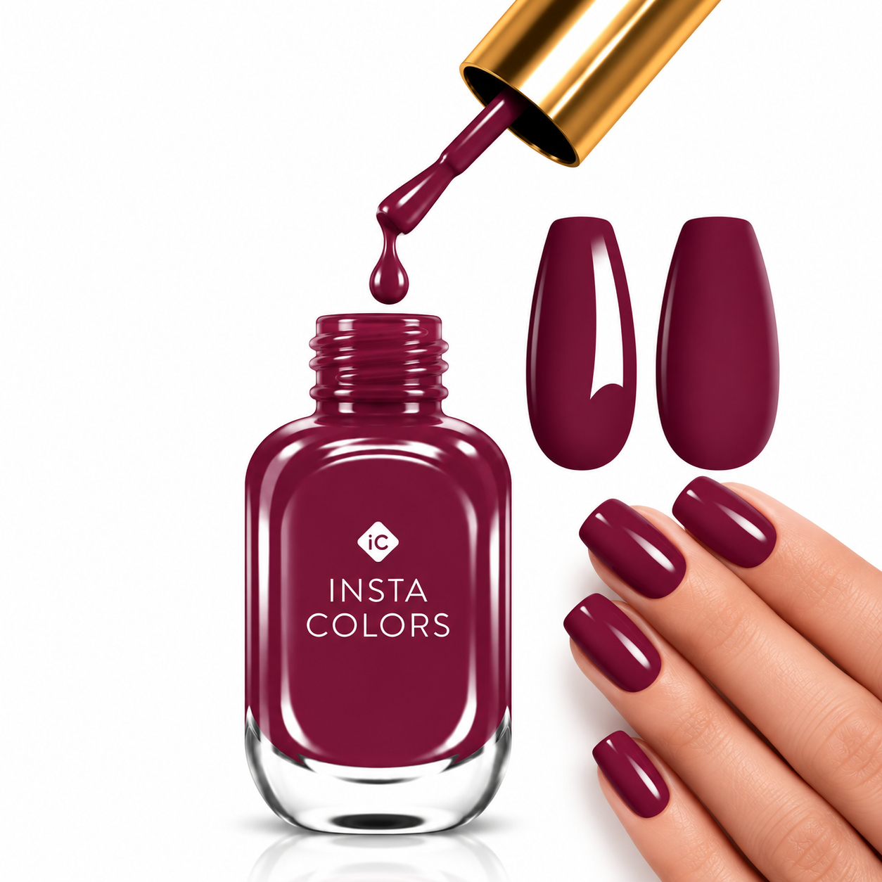 Insta Colors DreamShine Red Maroon Nail Polish – Premium Maroon Nail Colour with Glossy Finish