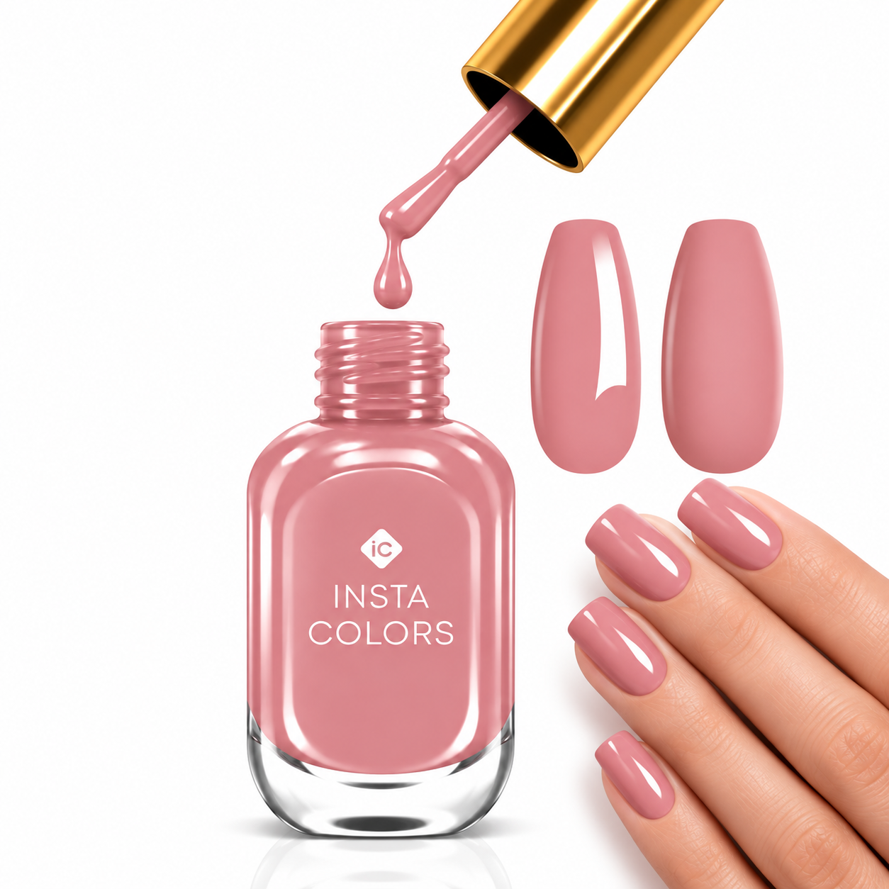 Insta Colors Dusty Rose Nail Polish – Premium Rose Pink Nail Colour with Elegant Glossy Finish