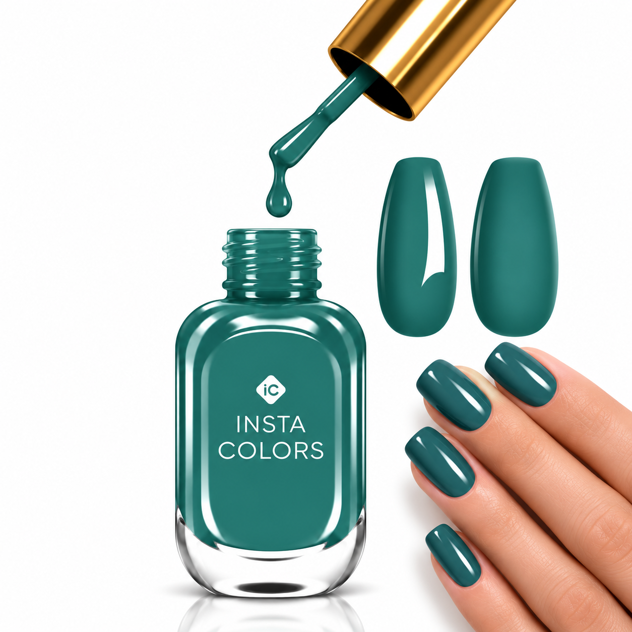 Insta Colors Hunter Green Nail Polish – Premium Deep Green Nail Colour with Glossy Finish