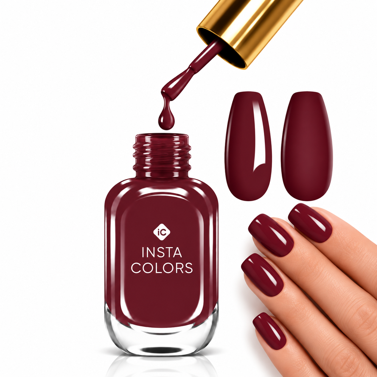 Insta Colors Maroon Nail Polish – Premium Deep Maroon Nail Colour with Rich Glossy Finish