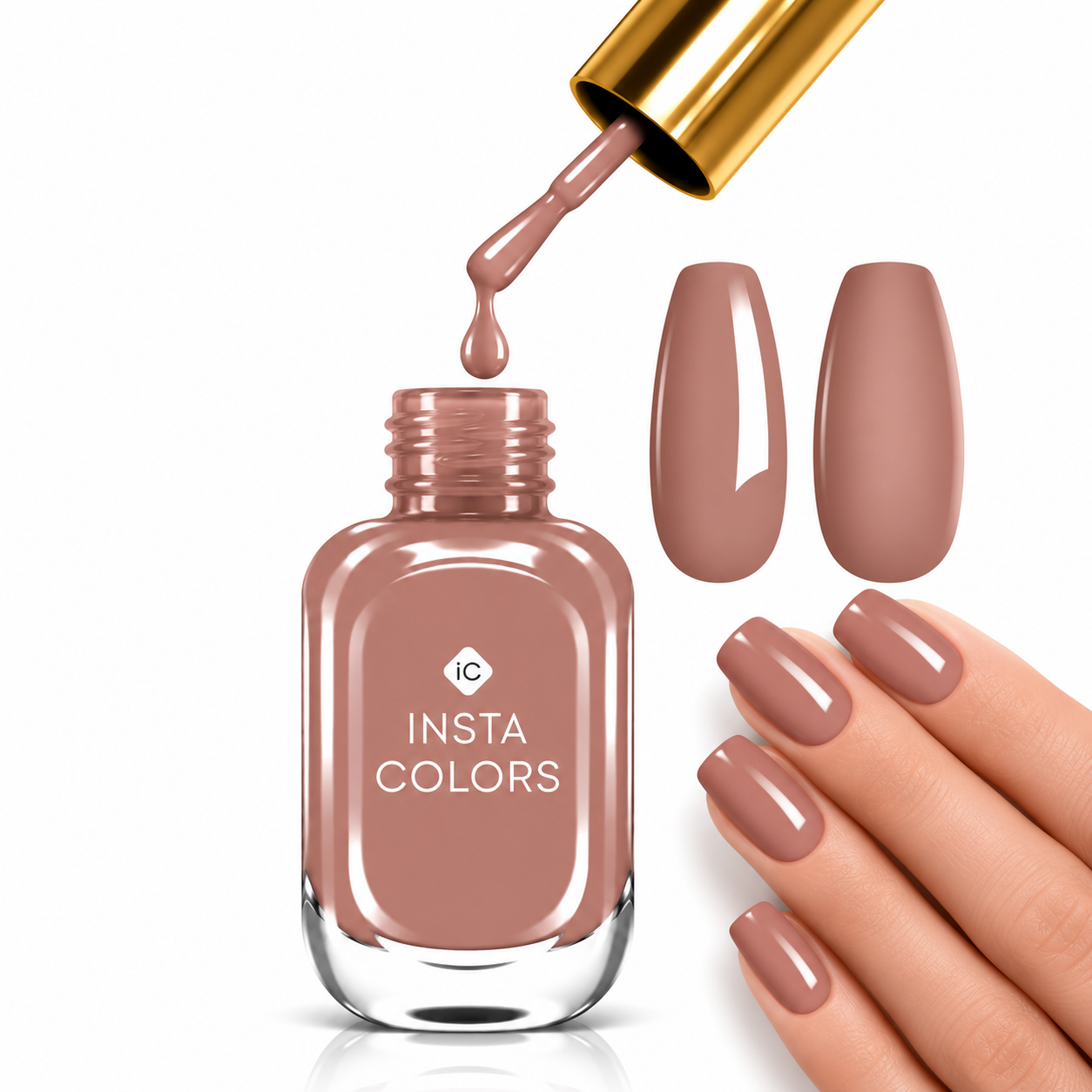 Insta Colors RaadiCha Nail Polish – Premium Mauve Brown Nail Colour with Glossy Finish