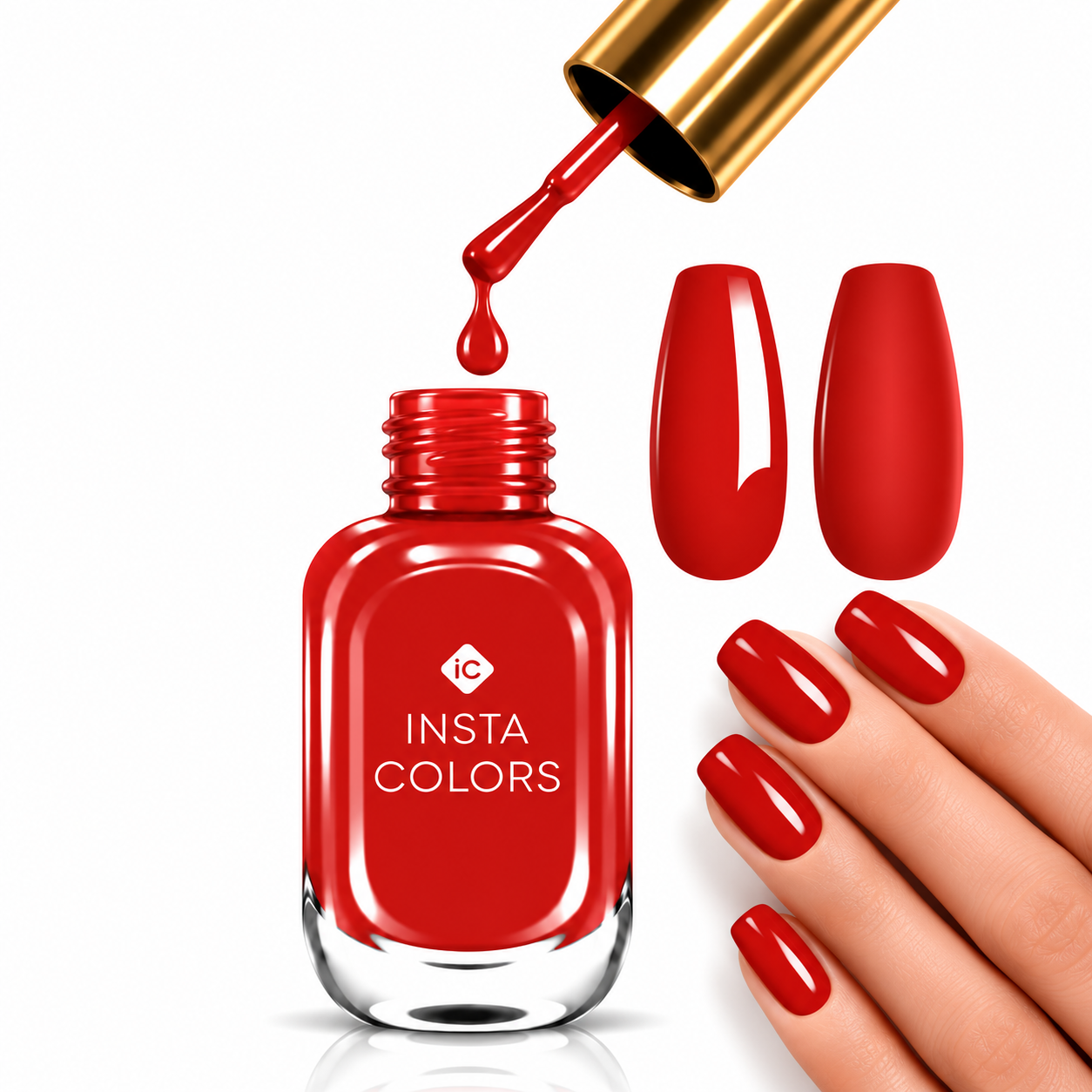 Insta Colors Red Cool Nail Polish – Premium Red Nail Colour with Smooth Glossy Finish